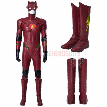 Botas de cosplay The Flash 2023, zapatos de batalla de cuero rojo