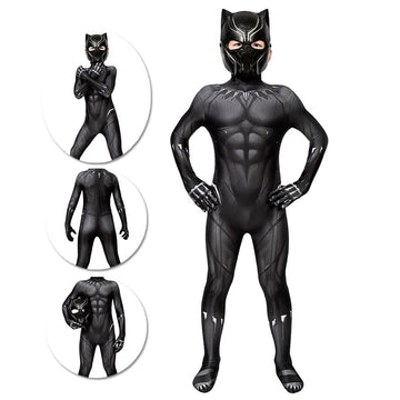 Weihnachtsgeschenke für Kinder Black Panther Cosplay Kostüm Kinder Black Panther BodySuit