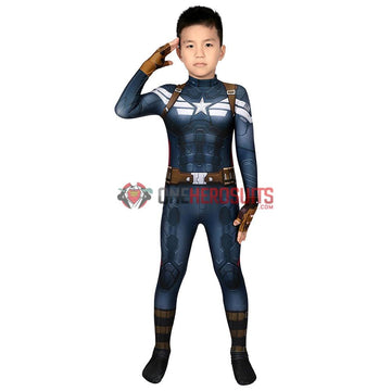 Captain America Suits For Kids Detail Printed Cosplay Costume For Halloween