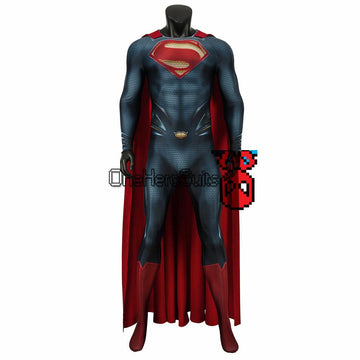 Superhero Clark Kent Cosplay Costume Man of Steel Printed Suit With Cloak