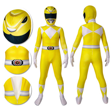 Traje de cosplay Power Ranger amarillo para niños, regalos para niños