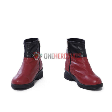 Captain Marvel Red Cosplay Boots Carol Danvers Leather Shoes Deep Red